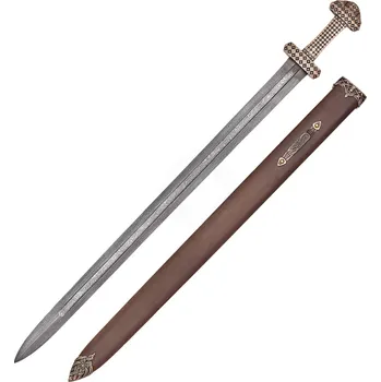 Replika zbraně Deepeka Vikinský meč s rukojetí z bronzu, damašková ocel