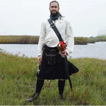 Battle Merchant Kilt, Skotská sukně, 8 Yard Kilt, černá