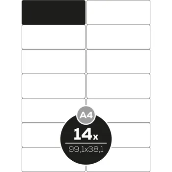 Speciální papír Etikety Top Stick A4/100 ks, 99,1x38,1 mm - 14 etiket, bílé