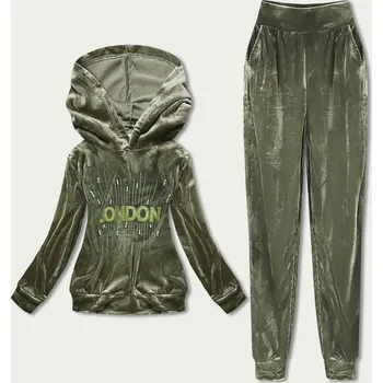 Dámská cargo bunda Zelený velurový dres s aplikací 89B7 Defox, odstíny zelené XL (42) i392_20496-3