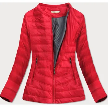 Dámská červená prošívaná bunda s kulatým výstřihem E8W6 LHD, odstíny červené S (36) i392_15303-46