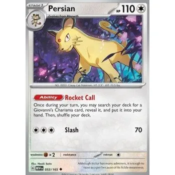 Volný čas Pokémon MEW 053/165 Persian - 151 Stav: Near Mint, Verze: NORMAL