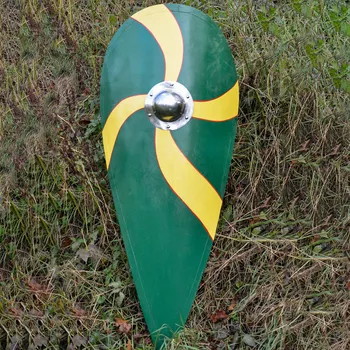 Karnevalový kostým Deepeka Normanský štít dřevěný se žlutými pruhy na zeleném pozadí