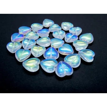 Korálek CZ Skleněné korálky srdíčka 15x16mm,čirá, krystal - 5ks