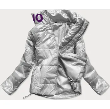 Dámská cargo bunda Krátká stříbrná prošívaná bunda pro ženy se stojáčkem 5ZR12G SWEST, odstíny šedé L (40) i392_16478-49