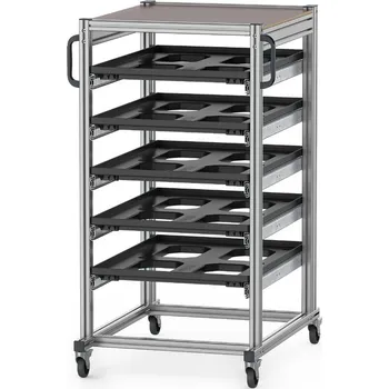 paleta ESD systémové přepravní podvozky pro euro přepravky 80 x 60 Výška 134 cm 70 x 93,5 x 135 cm - Dopravní černá - materiál: Aluminium / Stahl / Kunststoff / MPX - ESD SE 134 86 U
