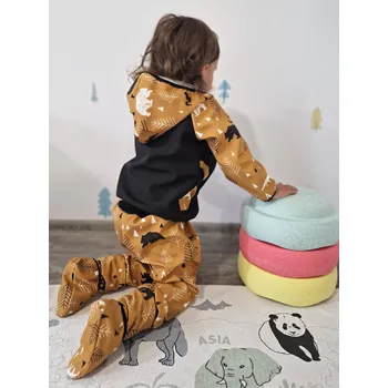 Dívčí kalhoty Yháček Zimní softshellové kalhoty Yháček, Lesní zvěř na hořčicové Velikost: 92