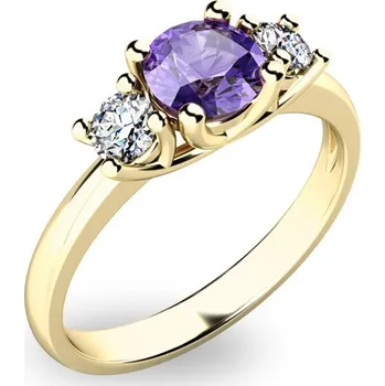 Prsten Dámský prsten žluté zlato 585/1000 přírodní diamant 0.50 ct G/SI tanzanitem a tanzanit 10803Z-TZNT velikost 52