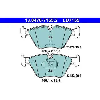 Brzdová destička Sada brzdových destiček, kotoučová brzda ATE CERAMIC 13.0470-7155.2