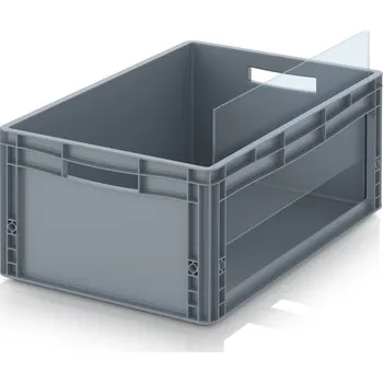 paleta Skladové otevřené přepravky v euro formátu SK ES 60 x 40 x 27 cm - Stříbrošedá - materiál: PP - SK L ES 64/27