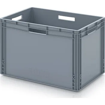 paleta Euro přepravky uzavřené 60 x 40 x 42 cm, držadla otevřená - Stříbrošedá - materiál: PP - EG 64/42 HO