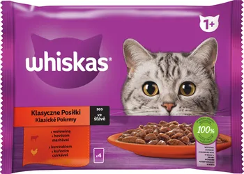 Krmivo pro kočku Whiskas Classic Selection Adult výběr se zeleninou ve šťávě hovězí/kuřecí 4x 85 g