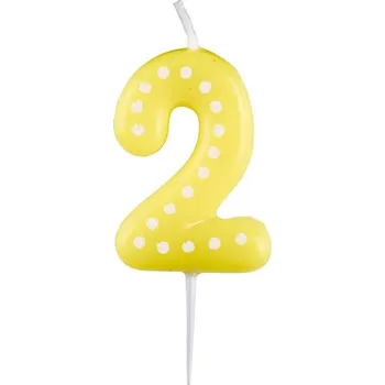 Žlutá dortová svíčka s puntíky 2