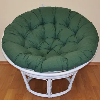 Papasan Ratanový papasan 100 cm bílý, polstr tmavě zelený melír