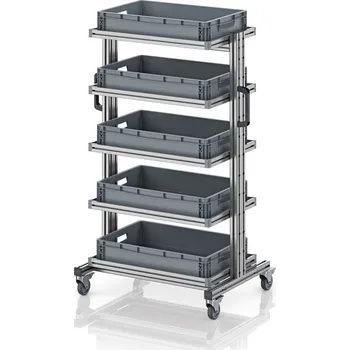 paleta Systémový přepravní vozík pro euro přepravku 60 x 40, výška 134 cm, bez výsuvu 83,4 x 55 x 134,6 cm - materiál: Aluminium / Stahl / Kunststoff / MPX - EG SW 134-1 6412