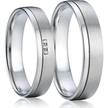 Prsten Ocelové snubní prsteny se zirkony SP-7009
