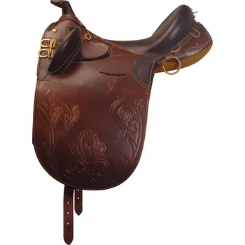 Jezdecké sedlo Australské sedlo LAKOTA s hruškou, komplet se třmeny, řemeny, podbřišníkem, 17,5", hnědá