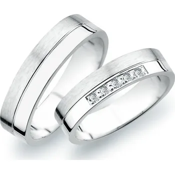 Prsten Snubní prsteny bílé zlato 585 zirkon 0.015 ct G/SI SP-253