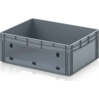 paleta Skladové otevřené přepravky V euroformátu s průhlednou deskou z akrylového skla 80 x 60 x 32 cm - Stříbrošedá - materiál: PP - EG SKL 86/32 HG