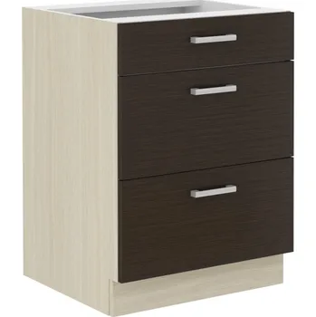 Kuchyňská skříňka Kuchyňská dolní skříňka CHRISTO 60D-3S-BB, Dub ferrara/Legno tmavé