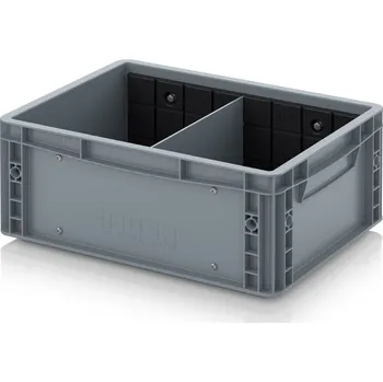 paleta Euro přepravka S příčnou dělicí stěnou 40 x 30 x 17 cm - Stříbrošedá - materiál: PP - EG GEF QT 4317 HG