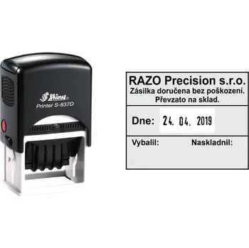 Razítko Datumové razítko Shiny S-837D Printer Line, vlastní text 50 x 40 mm