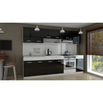 Kuchyňská linka Kuchyňská linka Carrie 260 černý lesk/bílý pruh