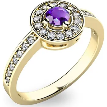 Prsten Dámský prsten žluté zlato 585/1000 přírodní diamant 0.150 ct G/SI tanzanitem a tanzanit 10802Z-TZNT velikost 49