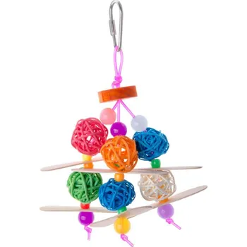 Hračka pro ptáka JK proutěné kuličky střední, dřevěná hračka pro ptáky