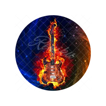 Jedlá dekorace na dort HOŘÍCÍ ELEKTRICKÁ KYTARA, VARIANTA Jedlý papír 1796