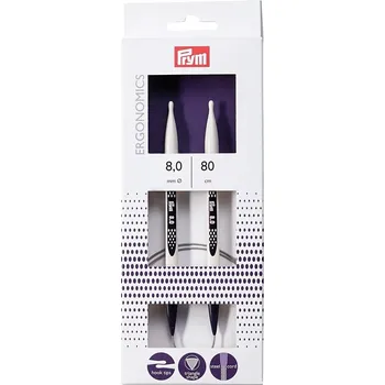 Příze Pletací jehlice PRYM ERGO 215811, ergonomické plastové, kruhové, 1 kus, délka 80cm, velikost 8mm