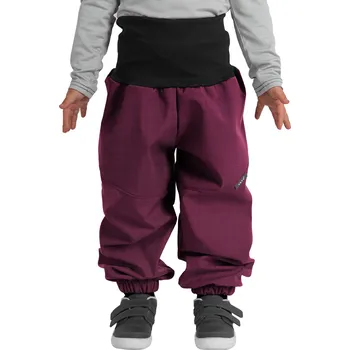 Dívčí oblečení Batolecí softshellové kalhoty s beránkem Light, Vínová Žíhaná Velikost: 92/98