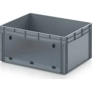 paleta Skladové otevřené přepravky V euroformátu s průhlednou deskou z akrylového skla 80 x 60 x 42 cm - Stříbrošedá - materiál: PP - EG SKL 86/42 HG