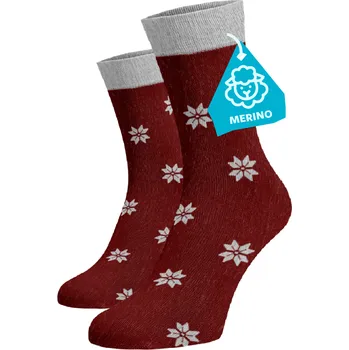 Dámské termo ponožky Hrubé hřejivé ponožky MERINO Vločky Vlna (Merino) 42-44