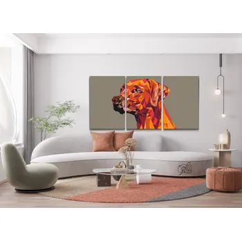 Malování podle čísel - Geometrické tvary psa (sada 3ks) Velikost: 3ks 30x40cm, Rámování: Pouze srolované plátno