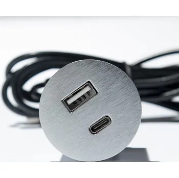 Elektrická zásuvka VersaPick nabíječka, 1x USB A/C, kulatý, nerez (VersaPick nabíječka, 1x USB A/C, kulatý, nerez)