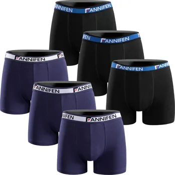 Boxerky FANNIFEN Dárková sada 2 : Pánské bavlněné boxerky FAN-55450 6ks v balení Barva: Modrá, Velikost: XL