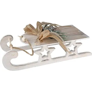 Vánoční dekorace Vánoční dekorace sáně bilé/růžové, 12,5x30 cm - Bílé