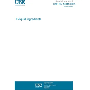 Kniha UNE EN 17648:2023 E-liquid ingredients Španělsky PDF