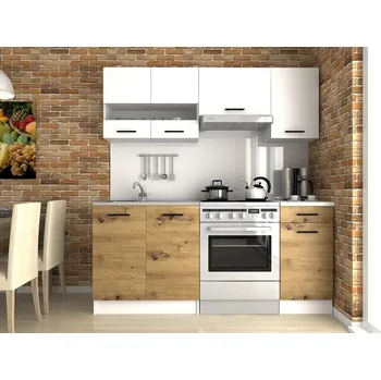 Kuchyňská linka Kuchyňská linka Luigi III 180/120 bílá/dub artisan