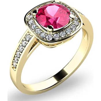 Prsten Dámský prsten žluté zlato 585/1000 přírodní diamant 0.75 ct G/SI turmalínem a brilianty 10766-ZL-TUR velikost 52