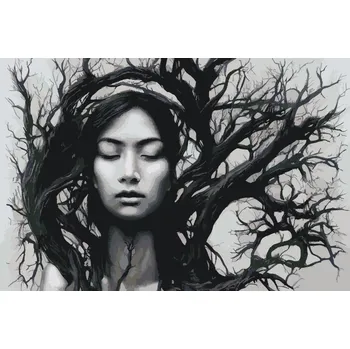 Malování podle čísel - Mystická žena Velikost: 40x60cm, Rámování: Pouze srolované plátno