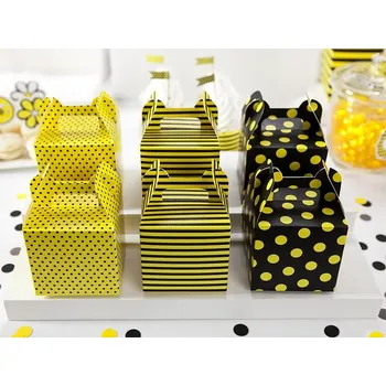 Party dekorace Set papírových krabiček na sladkosti (žluto-černé)