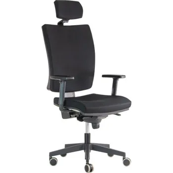 Křeslo kancelářské LARA VIP černá s podhlavníkem s područkami