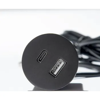Elektrická zásuvka VersaPick, 1x USB A/C, kulatý, cínová (VersaPick, 1x USB A/C, kulatý, cínová)