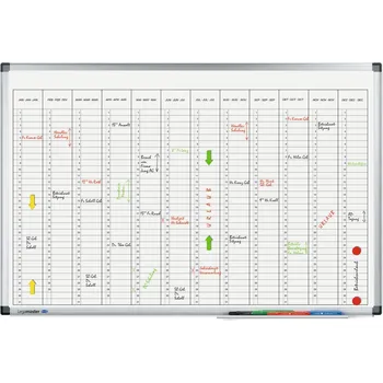 Legamaster Lakovaná roční plánovací tabule vertikální 60x90 cm, PREMIUM, magnetická, bílá LEG-7412000