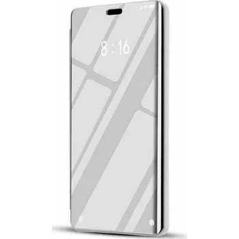 Pouzdro na mobilní telefon Zrcadlový plastový flip obal pro Samsung Galaxy S21 Ultra 5G G998B - stříbrný