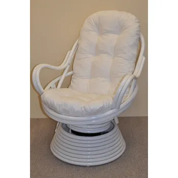 Papasan Ratanové houpací křeslo Swivel bílé polstr bílý