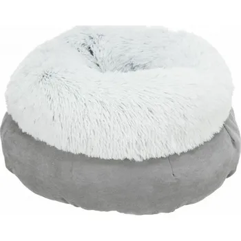 Pelíšek pro psa Kulatý pelech HARVEY, ø 45 cm, vysoký okraj s dlouhým vlasem, šedá
