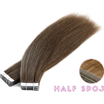 Příčesek Vlasové PU pásky HALF poloviční tape in na prodlužování vlasů 50cm 06 - teplá světle hnědá